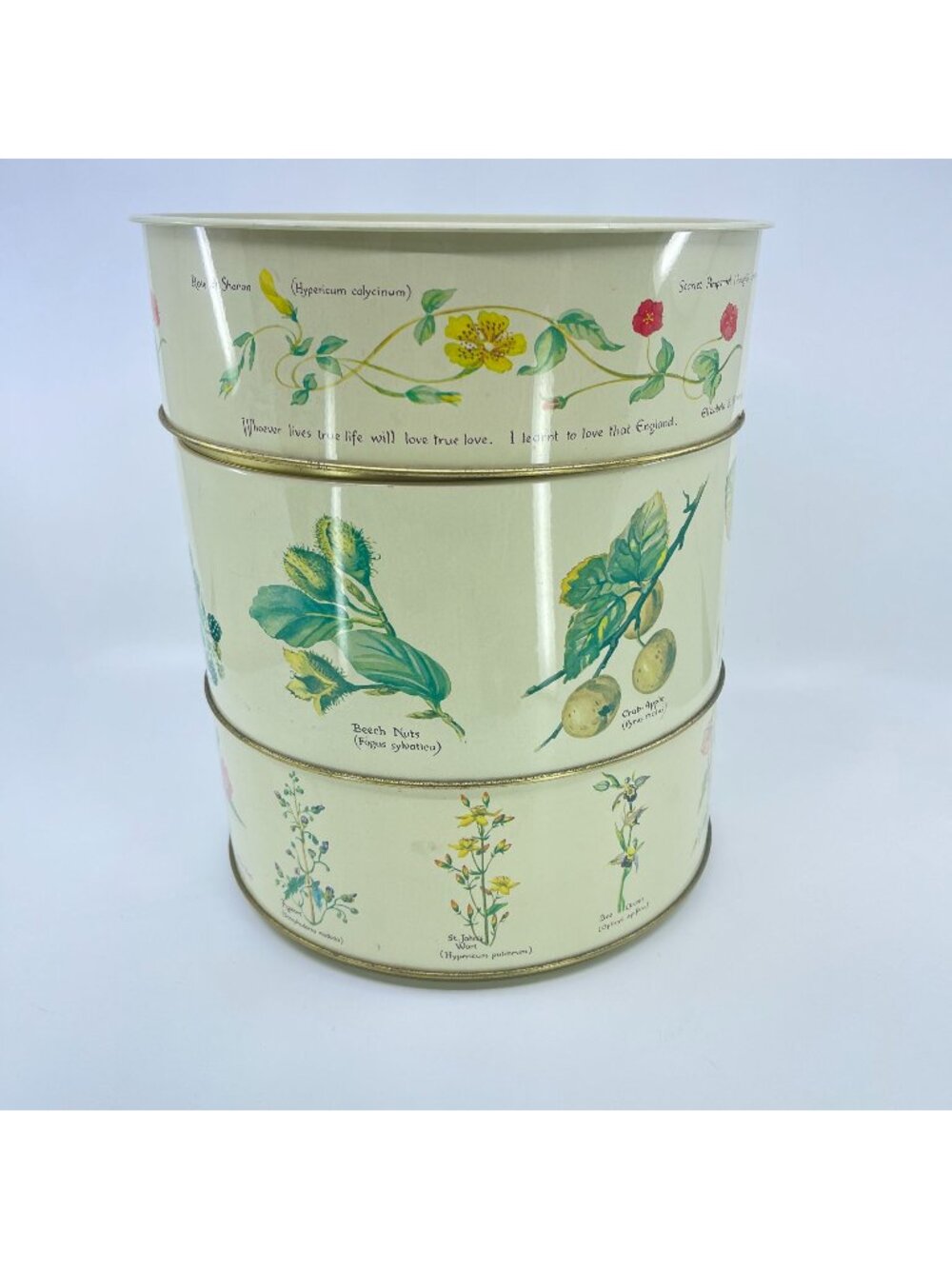 vintage 1977 webb & bower floral botanical tin canister set of 3 made in england